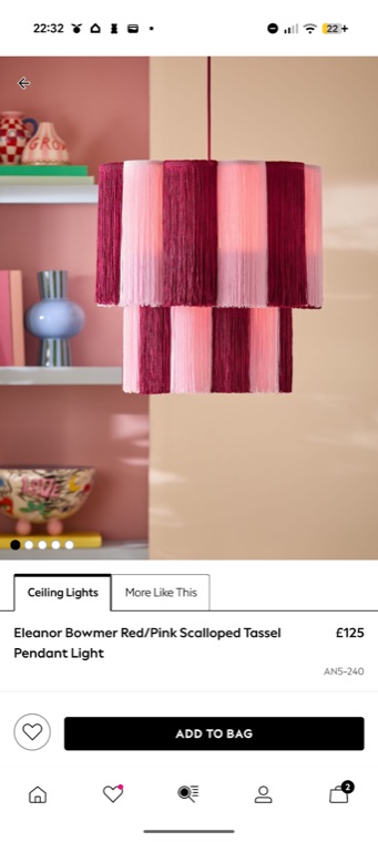 Pendant light: a phone screenshot of the shop's page
